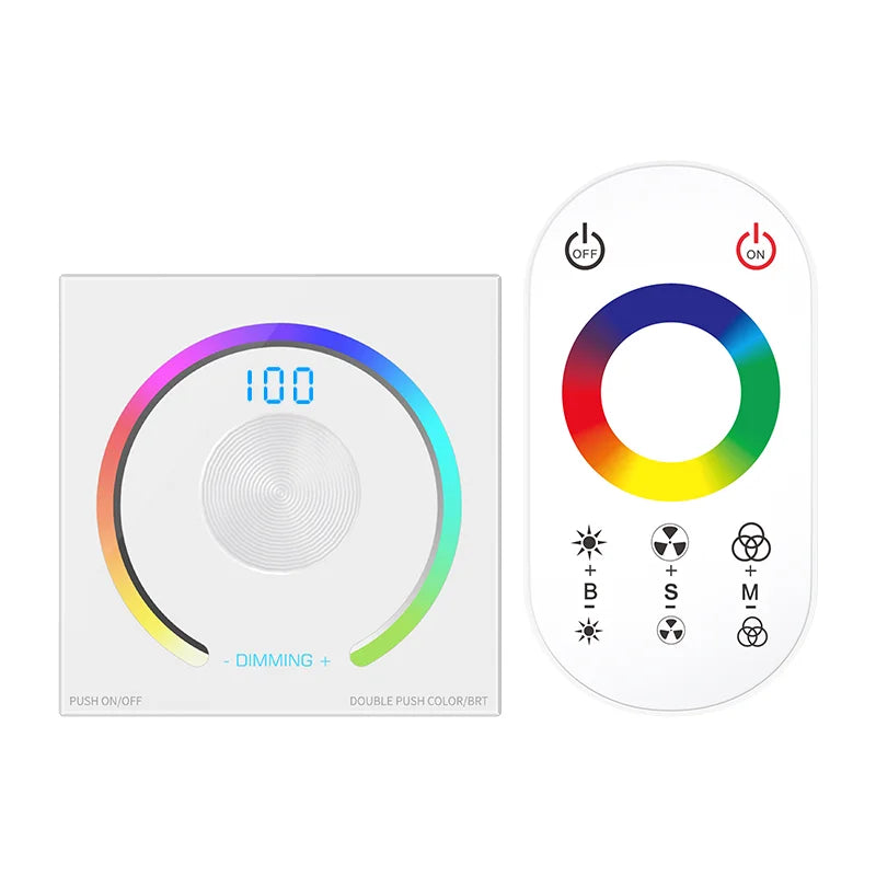 LED Light Strip Wallmount Glass Pannel Touch EU AU Controller Dimmer CCT RGB 12V 24V 6A/CH Home Commercial 0-100% Smooth Dimming