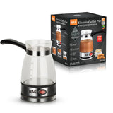 Electric Coffee Maker Glass Turkish Coffee Pot Italian Mocha Tea Milk Heating Machine Portable for Household Office 5-6 Cups