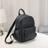 Jierotyx Goth Skull Embossed Backpack for Women Halloween Studded Decor Daypack Punk Style PU Leather Bag Fashion Rivet Travel