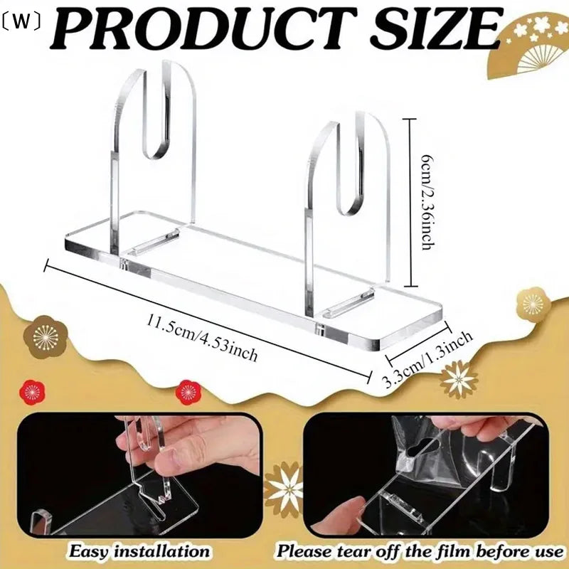〔W〕1/2pcs Acrylic Fan Display Stands Foldable Fan Stand Holder Space-Saving Desk Organizer For Japanese & Chinese Hand Fans