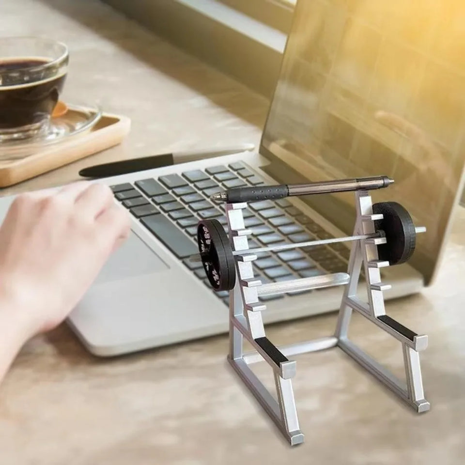 Creative Barbell Rack Pen Holder With Barbells And Weights Desk Pen Organizer Mini Squat Rack Ornaments Stationery Storage Rack