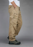 Camping Hiking Pants Men Cargo   Cotton Overalls Straight  Trousers Multi-Pocket Baggy  Slacks Pants