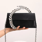 Luxury Diamond Evening Bag Clutch Satin Women Designer Handbags Crystal Silk Shoulder Crossbody Bags for Women Wedding Box Bag