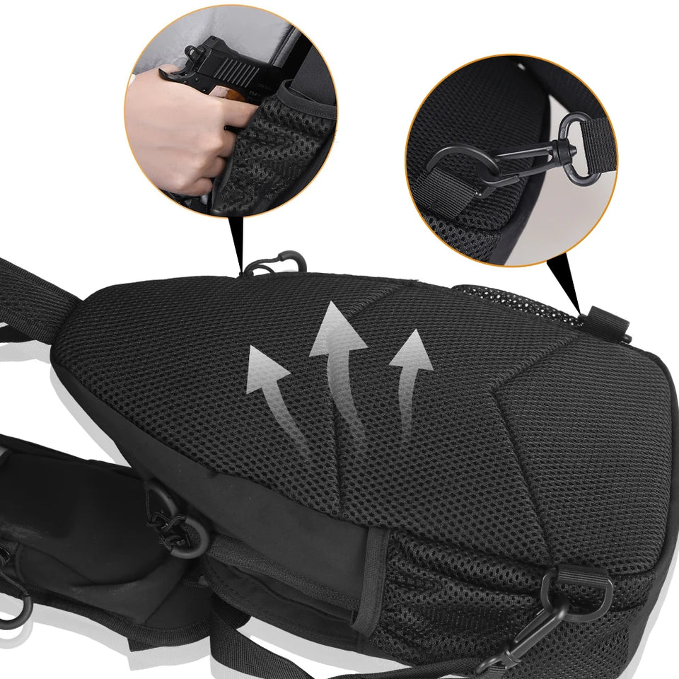 Concealed Carry Bag Tactical Crossbody Sling Backpack Shoulder Gun Holster Bag Chest Pack EDC Pouch Pistol Holster Bag Hunting