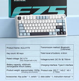 AULA F75 2.4G Wireless/Bluetooth/Wired Gaming Mechanical Keyboard RGB Customized 75% Layout OEM Profile Gasket PC Game Keyboard