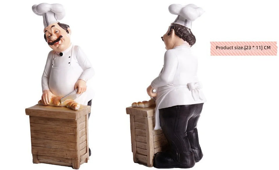 Restaurant Resin Decor - Chef Figurine & Bar Ornaments for Cafe, Commercial Kitchen Decorations Durable Resin Craft