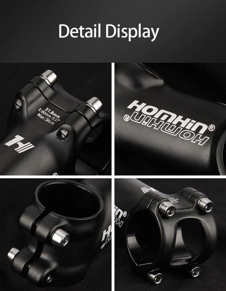 Homehin Adjustable Bicycle Handlebar Stem Ultralight 7/17 Degrees Bike Stems 31.8*45-120mm Positive Negative Vertical Handle