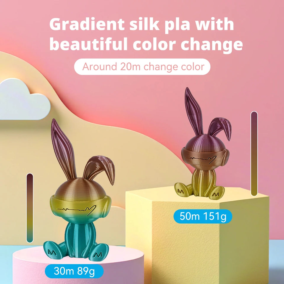 KINGROON Rainbow Silk PLA Filament 1.75mm 1KG Multicolor Gradient 3D Printer Materials Color Change Smooth Silky PLA Plastic New