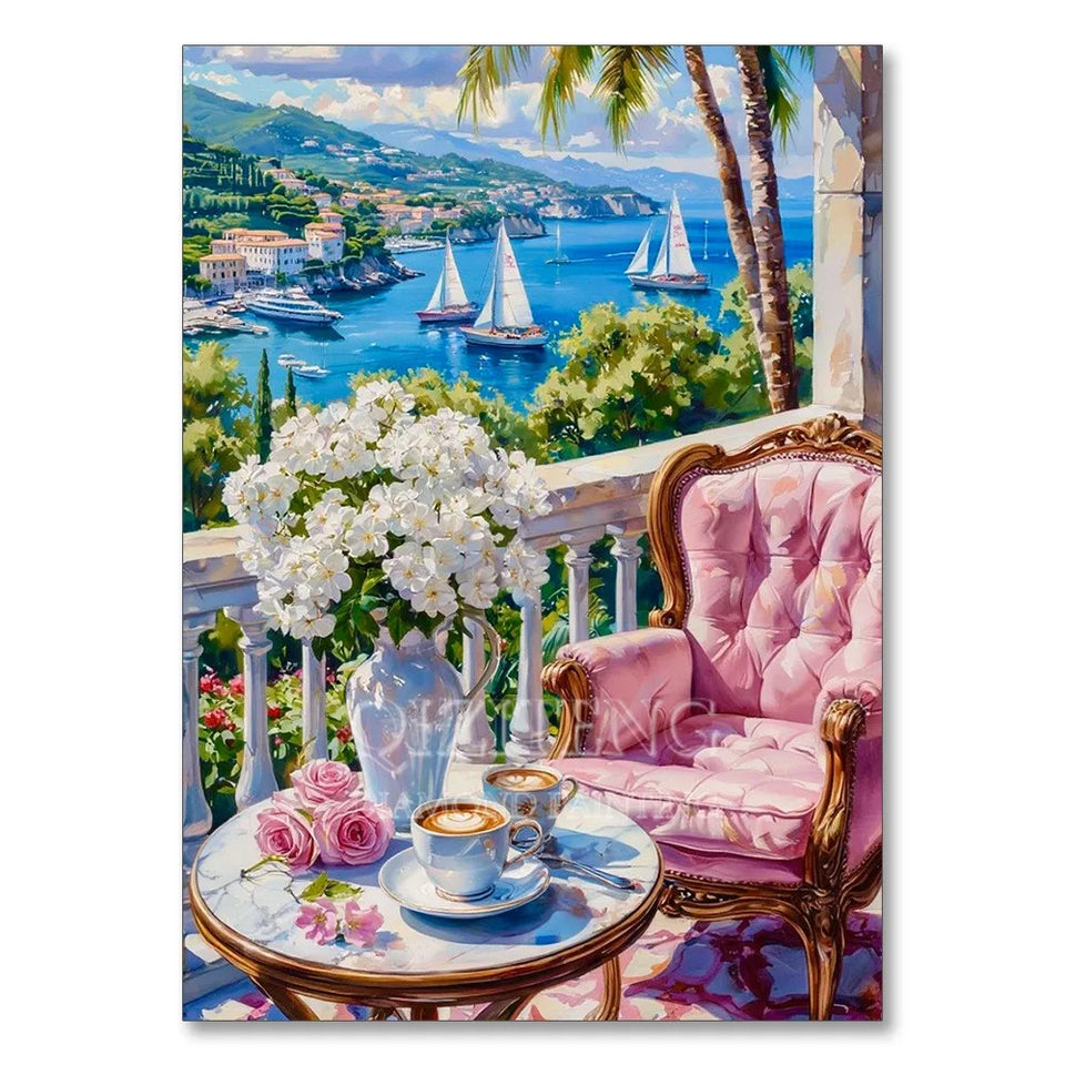 Sea Sailboat 5D Diamond Painting Kit Seaside Scenery New Arrivals Mosaic Cross Stitch DIY Home Decor Gift for Adult Beginners