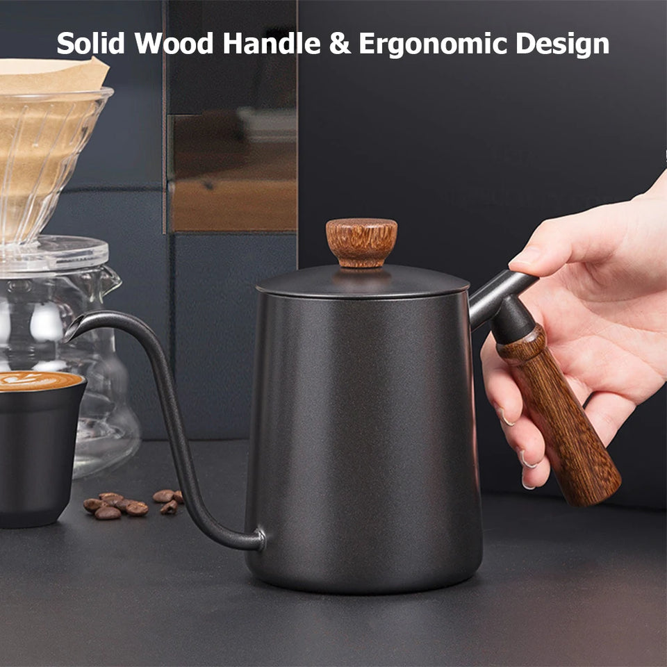 Stainless Steel Coffee Gooseneck Kettle 600ML Pour Over Coffee Pot with Precision Spout for Hand Brewing