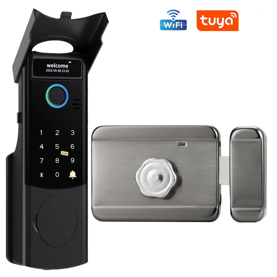 Outdoor Waterproof Smart Tuya Wifi Lock 3D Face Recognition Digital Code Keyless App Fingerprint Lock With Rechargeable Battery