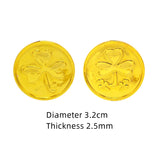 20/50/100pcs Clover Pattern Plastic Coin Fake Treasure Gift Simulation Coin Festival Decor Birthday Toys Kids Party Supplies