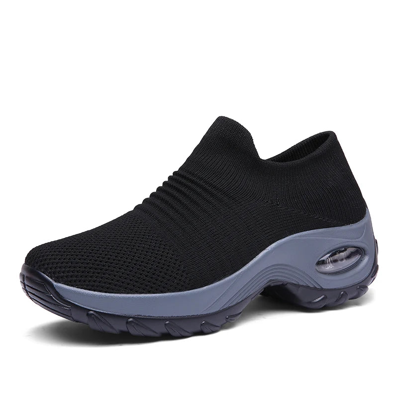 Women Sneakers Fashion Black Sports Casual Shoes Breathable Mesh Lightweight Air Cushion Non-Slip Running Shoe Zapatillas