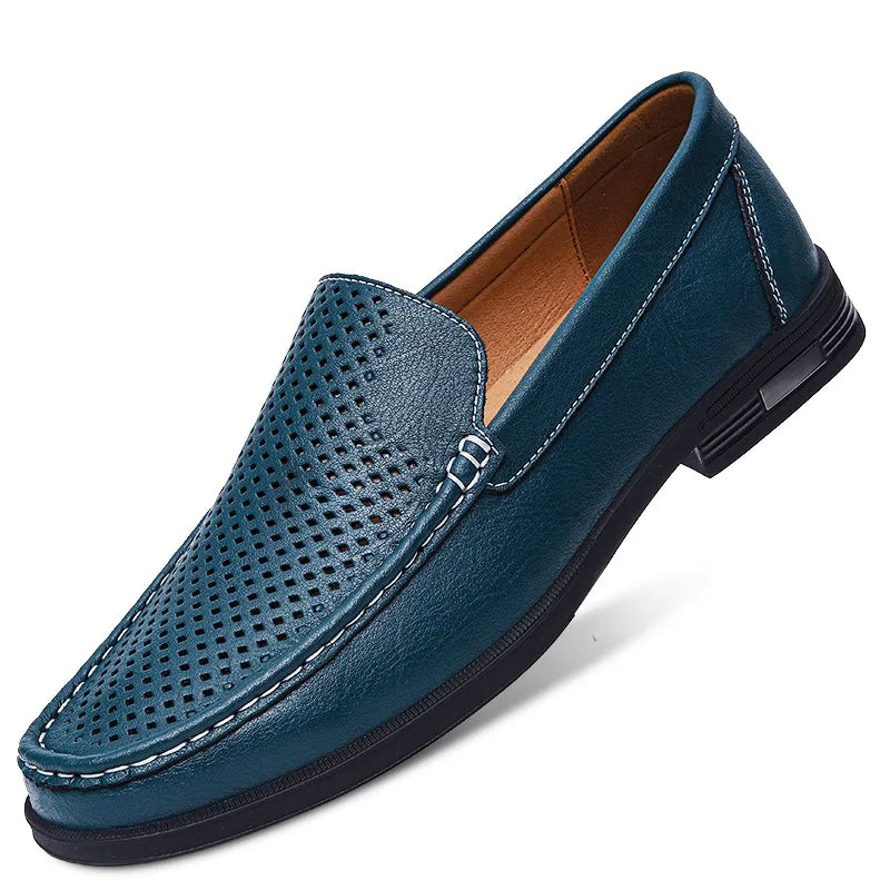 Leather Men Footwear Slip on Office Man Formal Shoes Wedding Party Men Dress Shoes Breath Driving Lazy Loafers Moccasins
