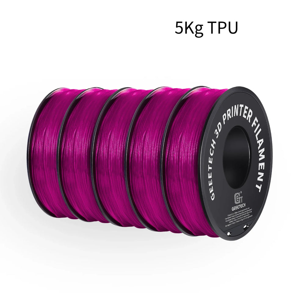 GEEETECH 5Rolls 3D TPU Flexible Filament TPU material 1.75mm Plastic Vacuum Packaging, Non-Toxic High Quality Safe,fast ship