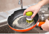 Multi-Use Kitchen Dish Brush, Soap Dispensing Palm Brush with Tray, Universal Scrub Brush for Household Cleaning