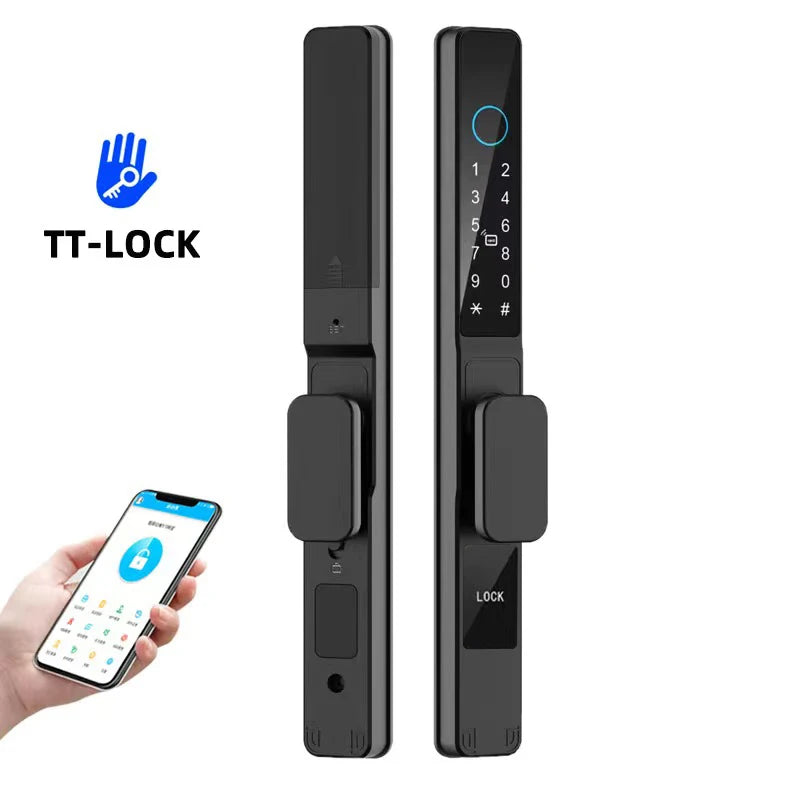 TTLock APP Waterproof Fingerprint Password Smart Lock For Outdoor Pull Push Sliding Aluminum Door 2885/ 3585/ 4585 /6085 Mortise