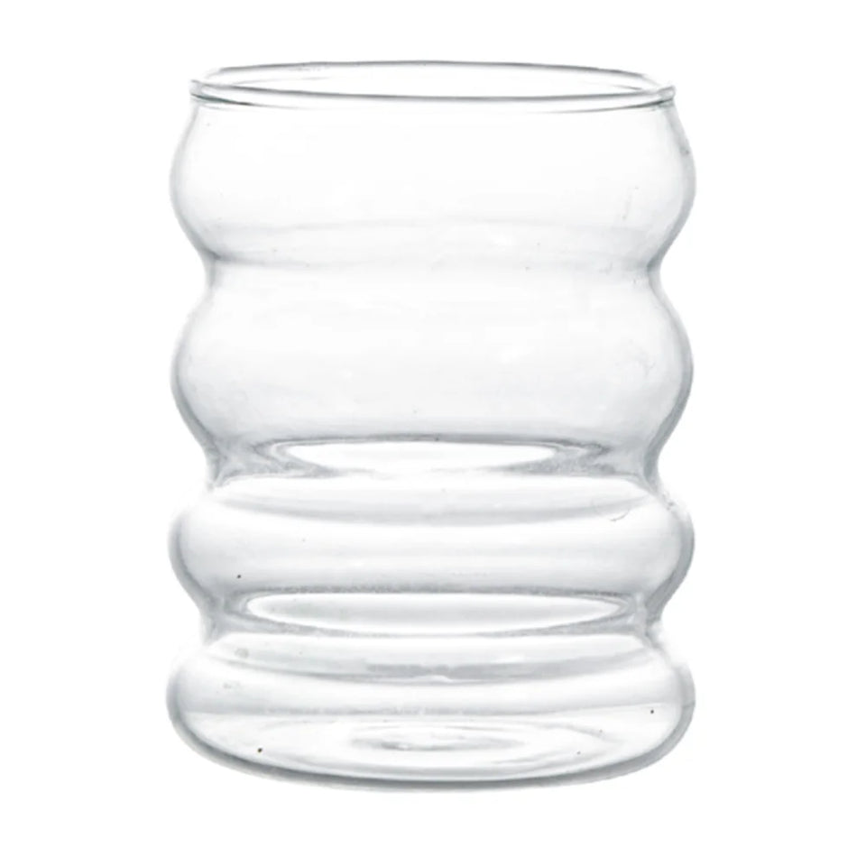 1-4PCS Creative Glass Cup Heat-resistant Tumbler Drinkware Tea Juice Milk Coffee Mug Home Water Glasses Ripple Mug 350ml