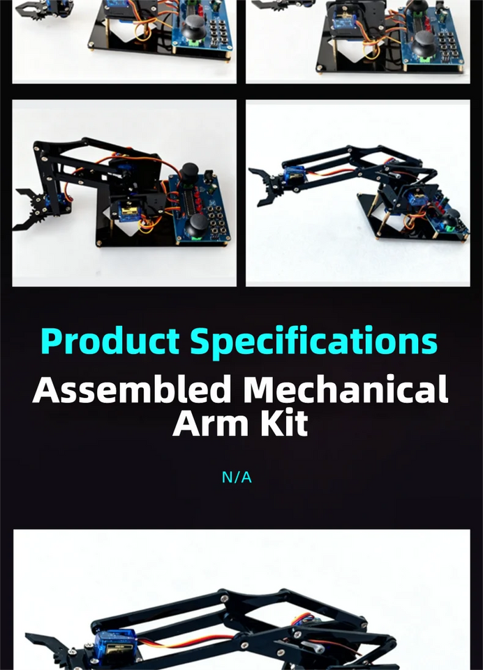 DIY Black Robotic Arm Construction Kit - Learn Welding, Basic Electronics, Circuit Design & Control, Perfect for STEM Projects, Maker Education, Beginners Tech Gift