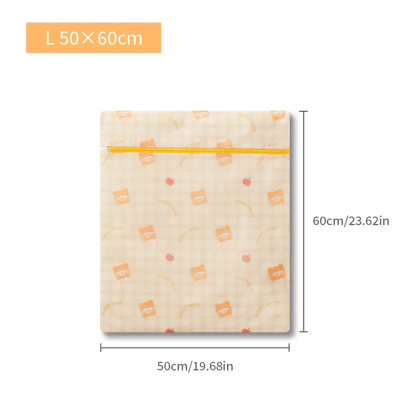 Cartoon Bear Laundry Bag Cute Print Washing Bag For Washing Machine Washroom Organize Dirty Clothes Storage Pouch Laundry Bags