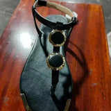 Summer Sandals Women Fashion Casual Beach Outdoor Flip Flop Sandals Metal Decoration Ladies Flat Shoes Big Size 2024