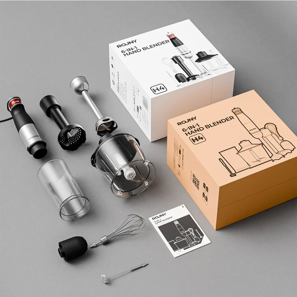 Electric Hand Held Stick Blender 6-in-1 Multi-Purpose Immersion Hand Blender,Stainless Steel Blades,Home & Kitchen,MAX 1500W