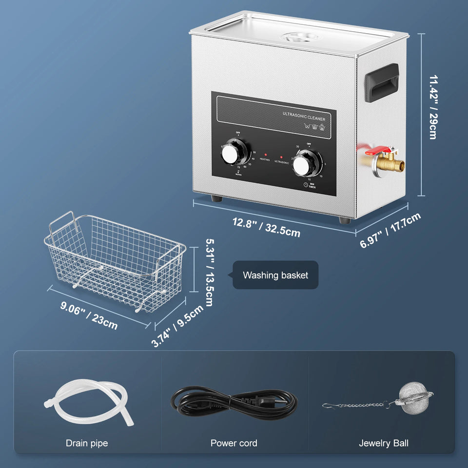 SucceBuy 2/3/6/10/15/30L Ultrasonic Cleaner with Heater Timer for Lab Tools Metal Parts Carburetor Brass Auto Parts Engine Parts