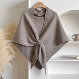 Fashion Solid Color Knitted Shawl Soft Neck Wrap Sweater Shawl Cape Winter Warm Thickened Wool Blended Shawl