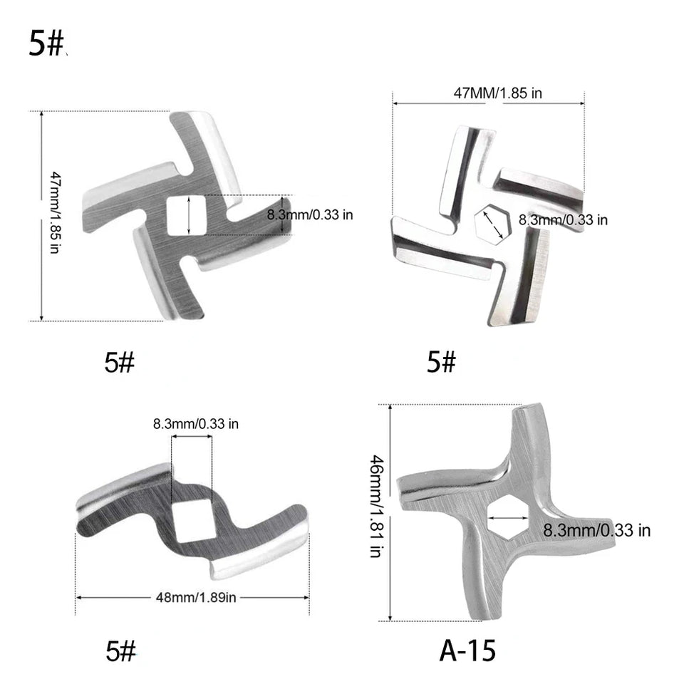 Meat Grinder Pinion Mixer Spare Parts Meat Grinder Knife Stainless Steel Grille for Food Grinder Accessories Kitchen Tool