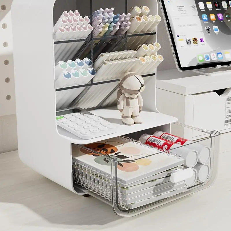 Angle Insertion Desk Pen Holder, Desktop Storage Box for Office Supplies & Cosmetics, Multifunctional Organizer Rack
