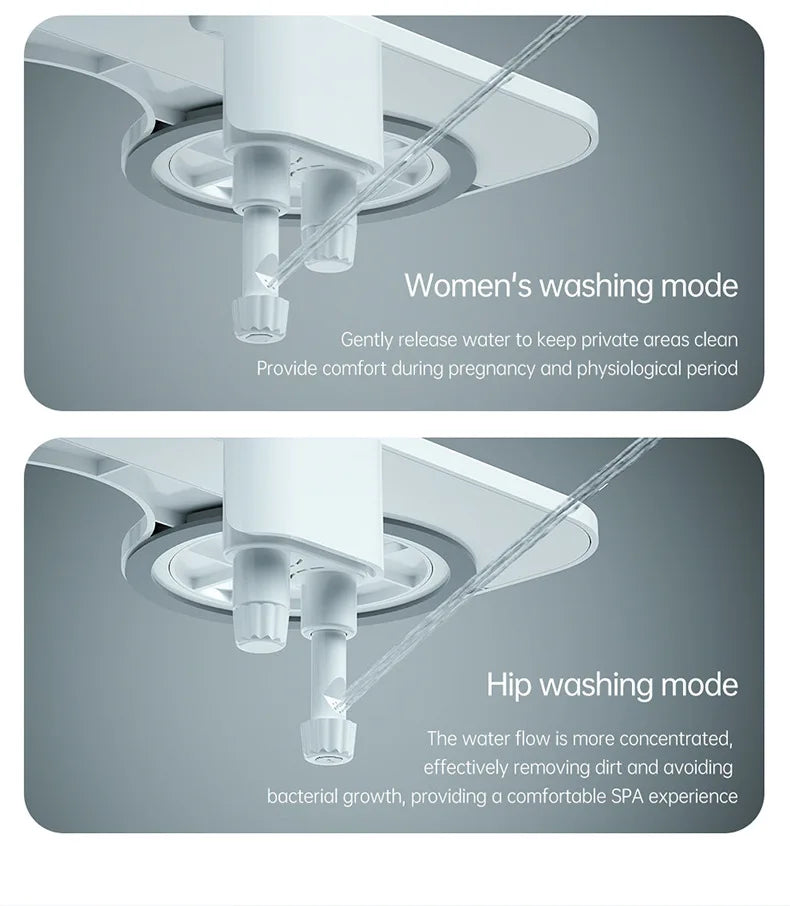 Bidet Attachment Ultra-Slim Toilet Seat Attachment Dual Nozzle Bidet Adjustable Water Pressure Non-Electric Ass Sprayer