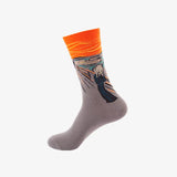 1 Pair Men Cotton Retro Abstract Oil Painting Art Socks Shout Modern Van Gogh Starry Night Happy Oil Painting Skateboard Sock