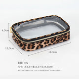 Waterproof Large Capacity Leopard Print Clear Makeup Bag Portable Travel Toiletries Storage Cosmetic Organizer with Zipper