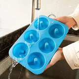 Blue Food Grade LFGB Silicone Donut Mold Set of 2 for 6 Doughnuts Non-Stick Baking Pan Dishwasher Safe Heat and Microwave Resis