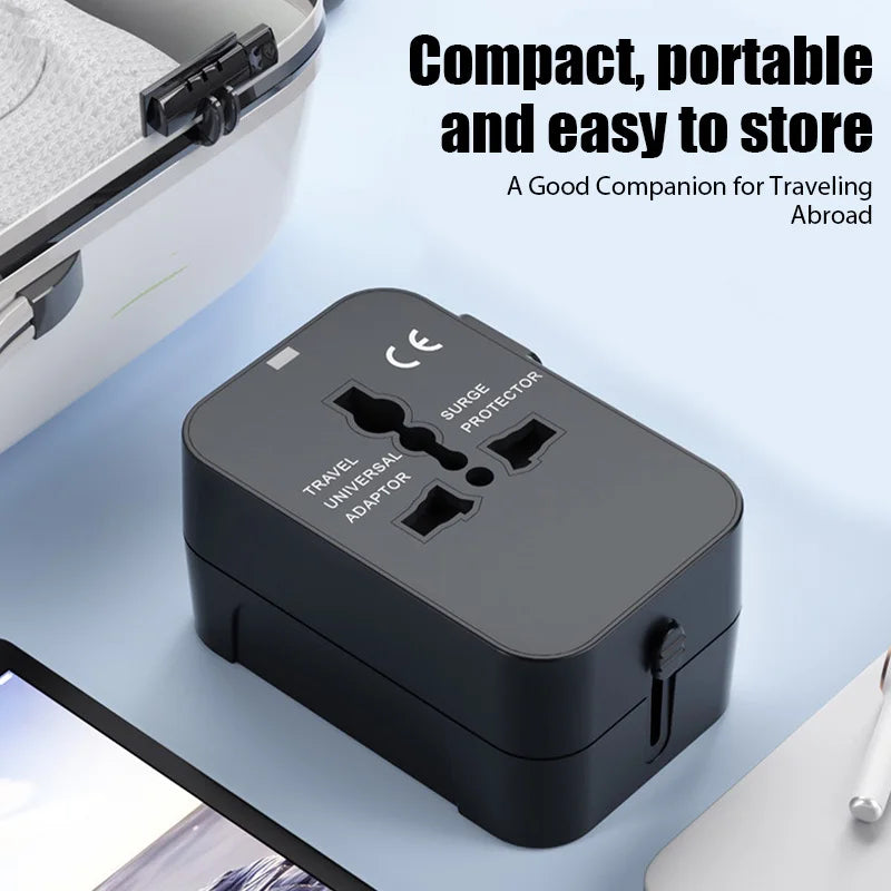 Universal Travel Adapter EU UK US AU AC Power Charger Adapter Global Conversion Plug Dual USB PD Port Travel Conversion Socket
