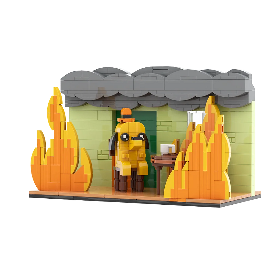 MOC This is Fine Dog Animal Dog Building Blocks Cartoon Creative Animal Bricks Animation Creative Ornament Toys Children's Gifts