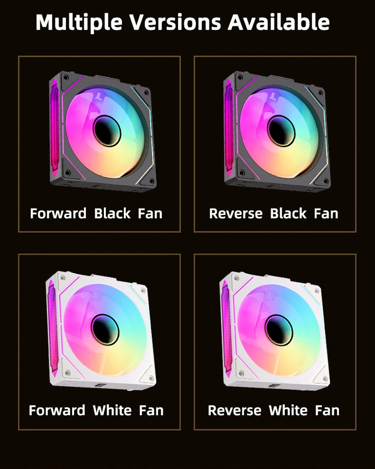 COOLCIRC PC Case Fan 120mm ARGB  Mirror Cycle Light Effect CPU Cooler Fan 4PIN PWM 58.36CFM Fan for Computer Water Cooler