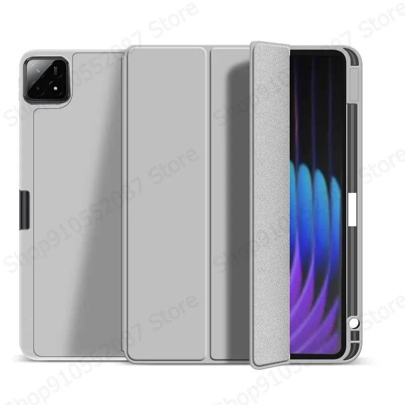 Coque For Xiaomi Pad 7 Case with Pen Holder PU Leather Soft Back Trifold Stand Cover For Xiaomi Pad 7 Pro Mi Pad 7 Case 11.2''