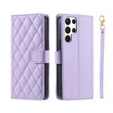 Crossbody Checkered Leather Wallet Case For Samsung Galaxy S24 Ultra S23 Plus S22 S21 FE A55 A25 A35 A15 Lanyard Flip Bag Cover