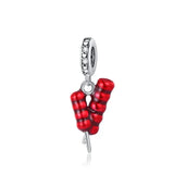 Red Series 925 Sterling Silver Koi Firecracker Dragon Heart Mushroom Coffee Machine Charm Fit DIY Bracelet Necklace Niche Gifts