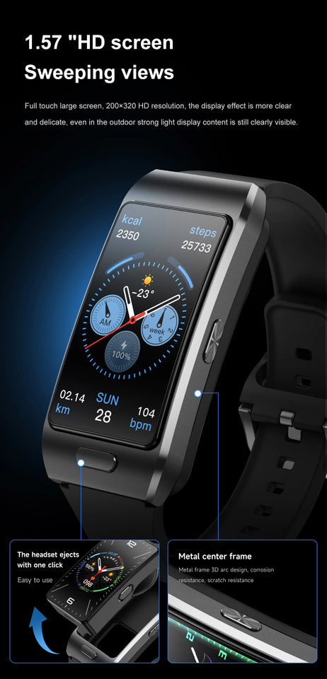LIGE Smart Watch 2 In 1 TWS Headset 1.57" Men Women GPS Sports Fitness ECG Heart Rate Watches Bluetooth Call Music Smartwatch