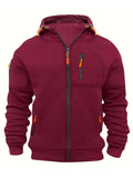 Multiple pockets and Zippers Men's Fashion Hoodie Sweatshirt Autumn Winter Cardigan Casual Clothing