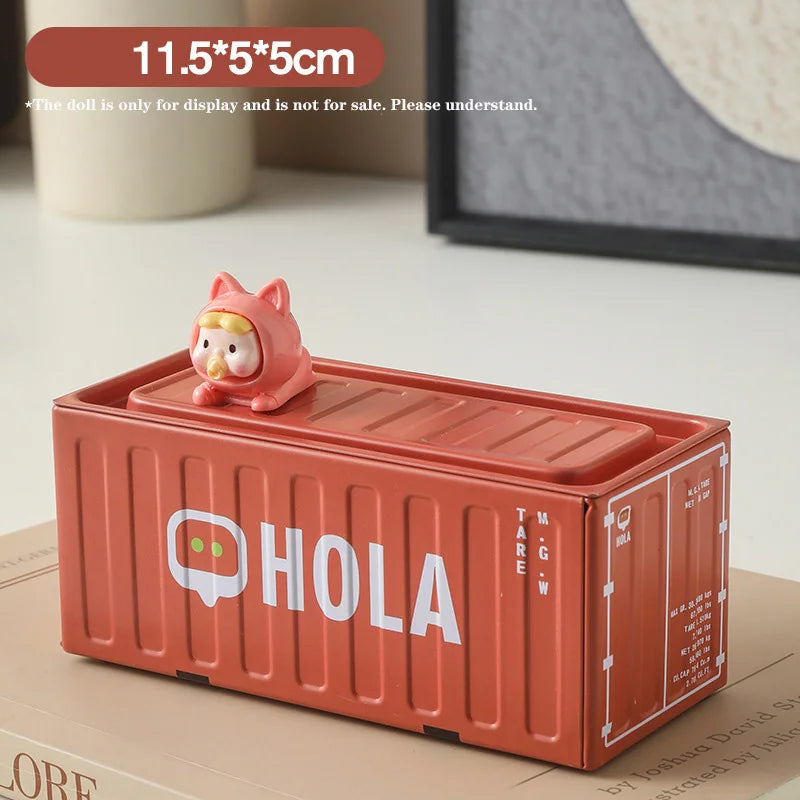 Mini Compact Iron Storage Container - Creative Desktop Organizer Desk Organizer Metal Box for Rings Chargers Pens Coins Jewelry
