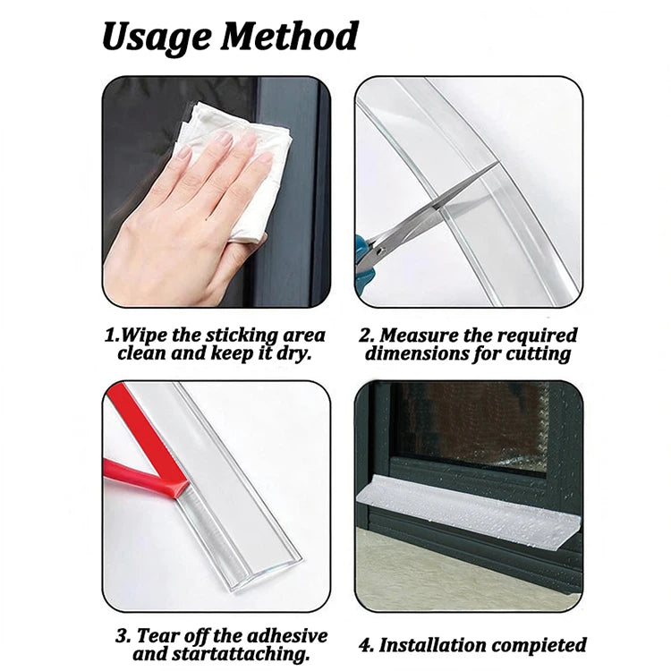 Transparent Waterproof Sealing Strip Window Water Blocking Bar Self Adhesive Door Under Draft Stopper Balcony Water Deflector