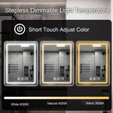 20x28 inch LED Bathroom Mirror Vanity Mirrors with Backlit Lights Fogless Makeup Mirror Wall Mounted with Demister