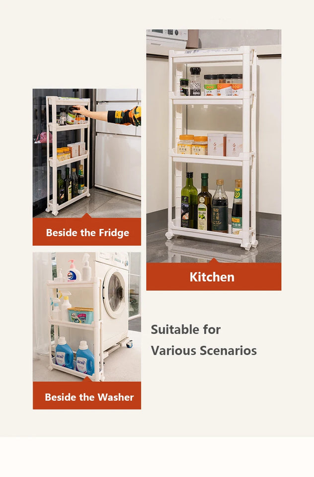 Bathroom Cabinet  Behind The Door Storage and Kitchen Storage Rack Multi-layer Narrow Cabinet Space Saving Trolley Storage Rack