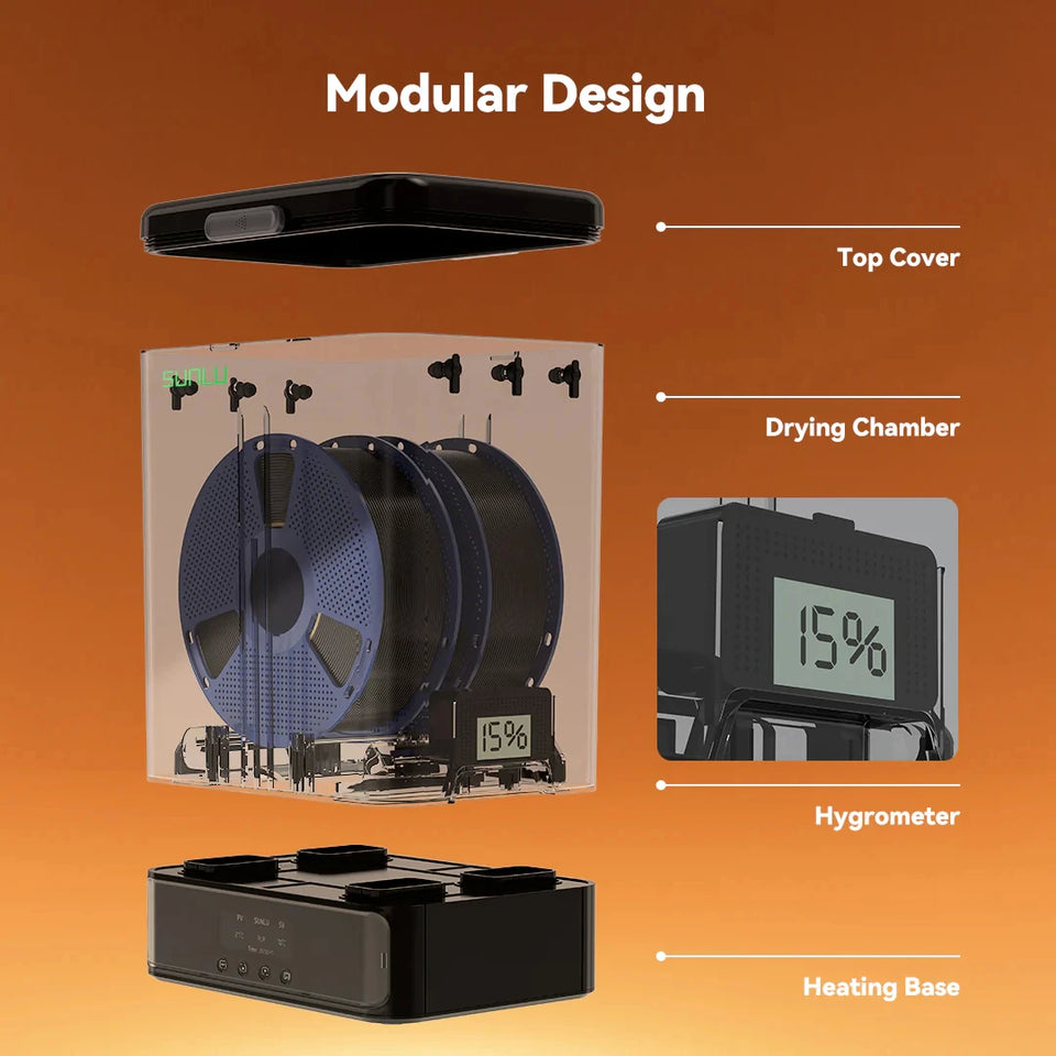 SUNLU Official FilaDryer SP2, 2-in-1 Filament Dryer Combine with Storage Box, Compatible with spool size 1kg×2 or 2kg×1 or 3kg×1