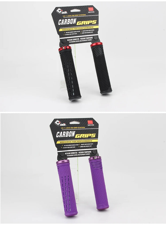 ODI CF Silicone Bicycle Grips Carbon Fiber Reinforced Handle Plugs MTB Anti-slip Lock-on Handlebar Cover Comfortable Bike Parts