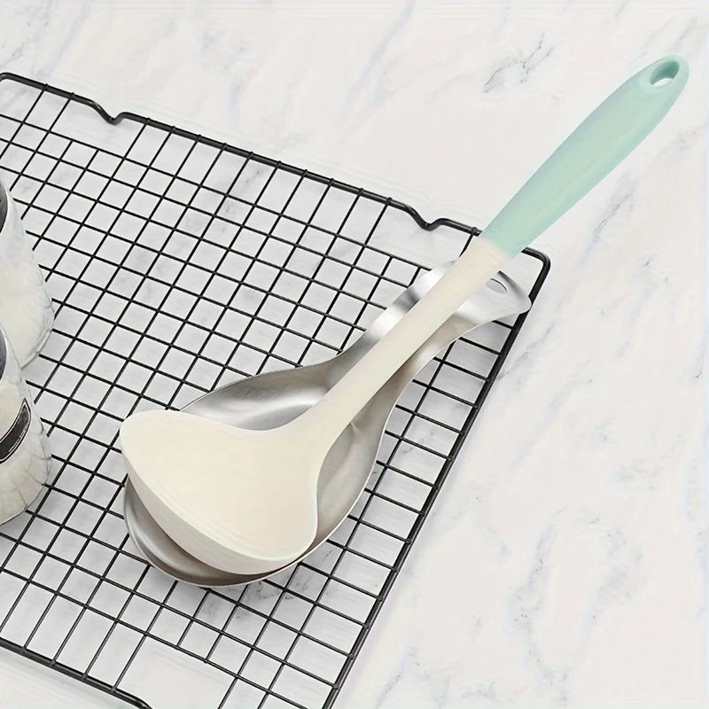 1pc Durable Stainless Steel Soup Spoon Rest Tray-Sleek, Simple Design for Home Commercial Use | Holds Spoons Small Kitchen Tools