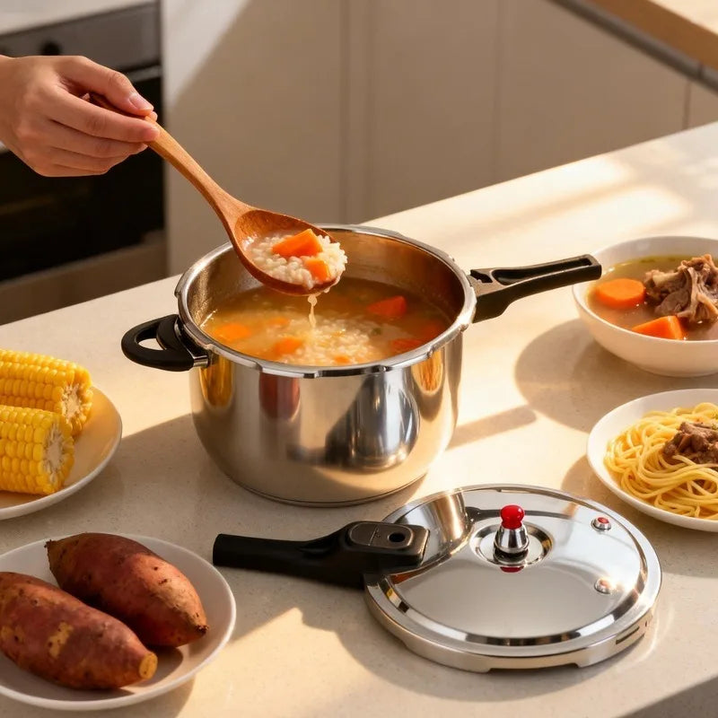 Stainless steel pressure cooker,commercial and household use, multiple specifications,suitable for electric stove and gas stove.